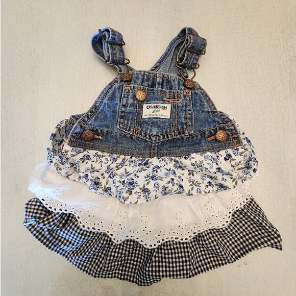 OshKosh B'Gosh Baby Girl SZ 6Month Overalls Ruffles - Picture 1 of 5